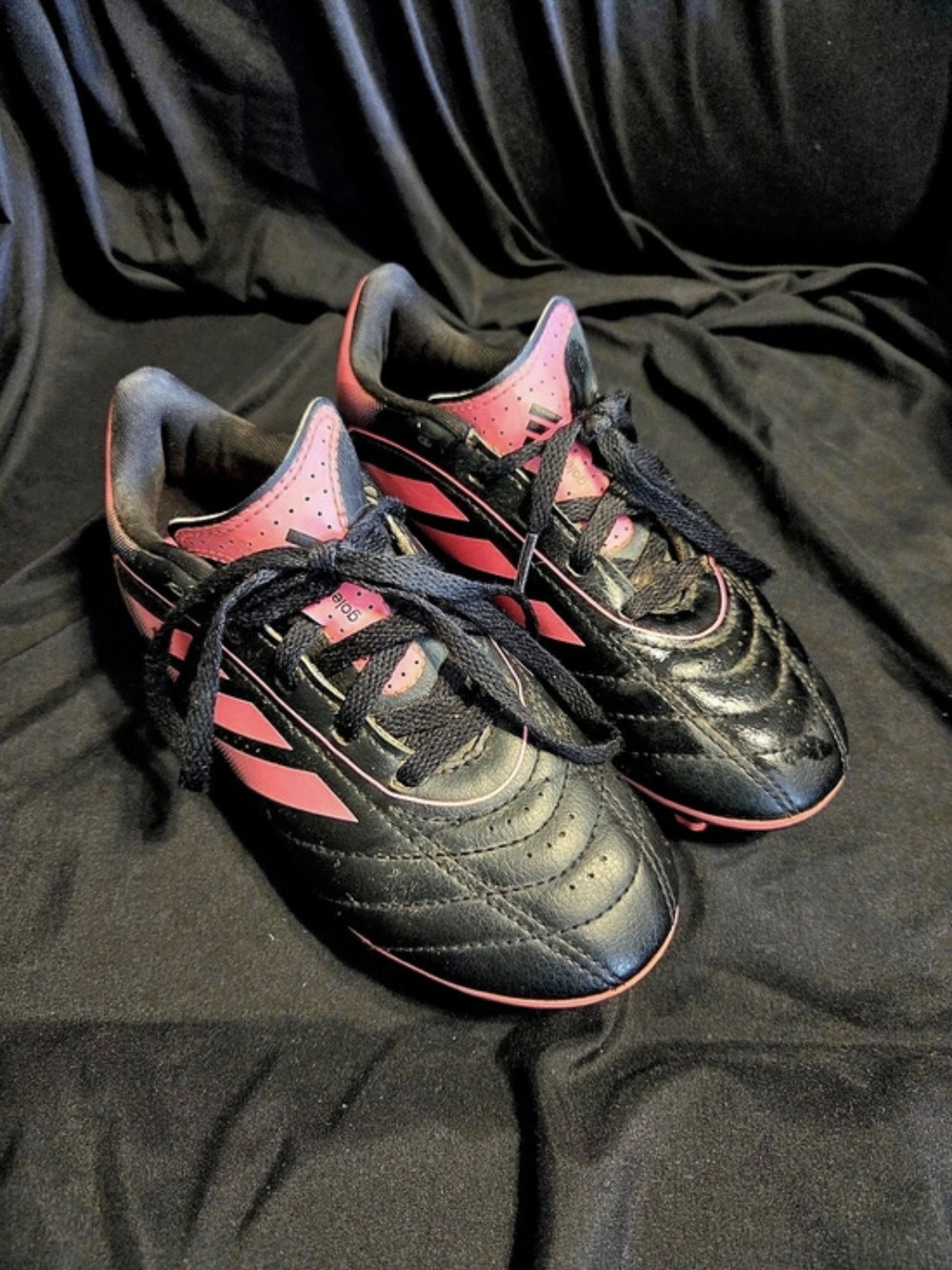Adidas Goletto Soccer Cleats Black & Pink Girls US 13K